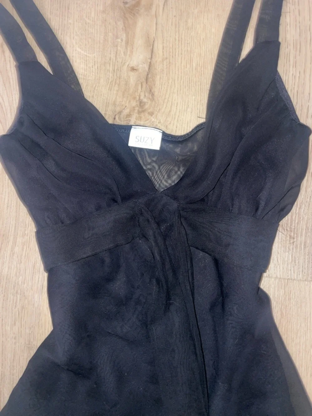 Black Sheer Wrap Tank Top - Picture 3 of 4